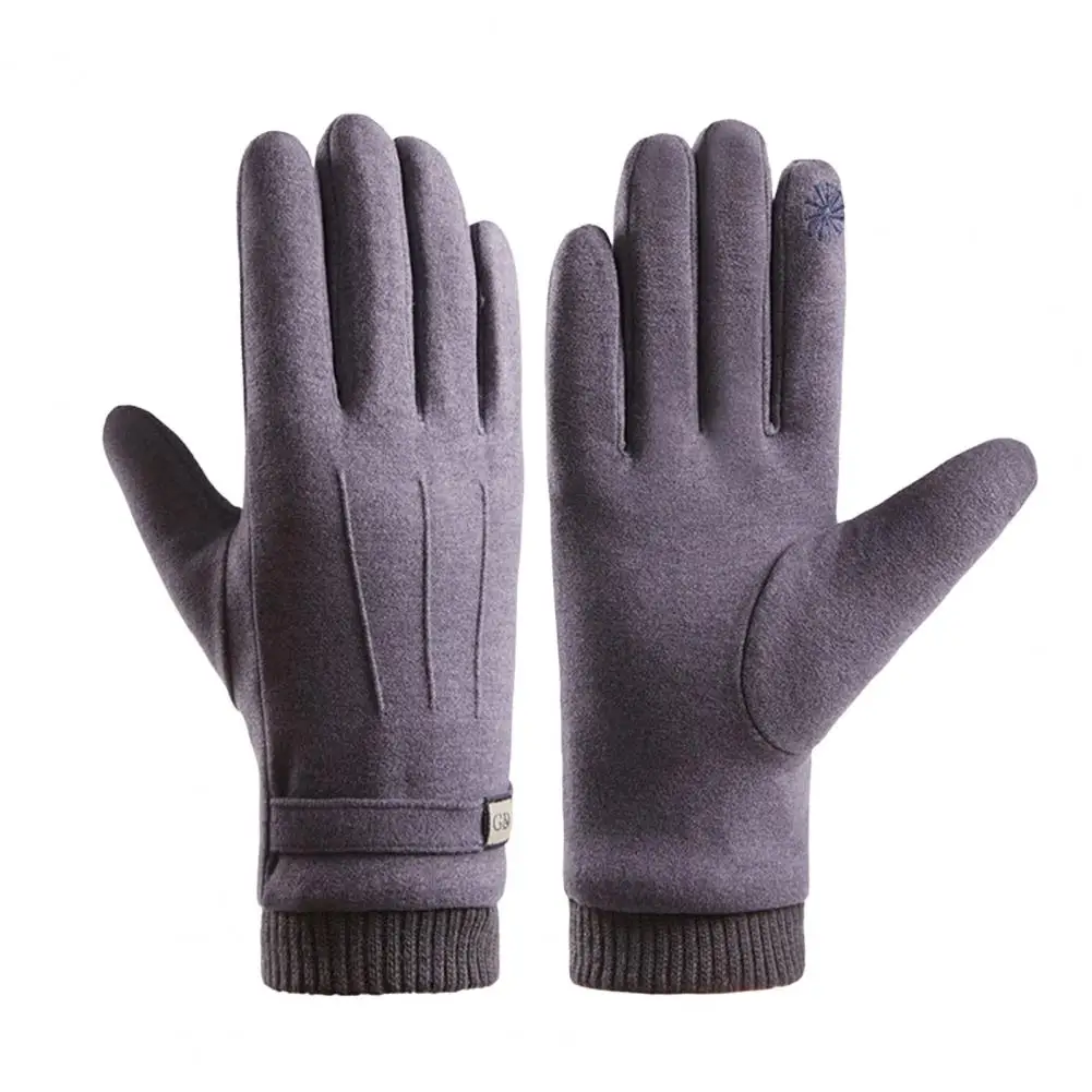 Guantes de ciclismo para hombre, manoplas simples de forro de felpa, talla única, de dedo completo, para senderismo, 1 par