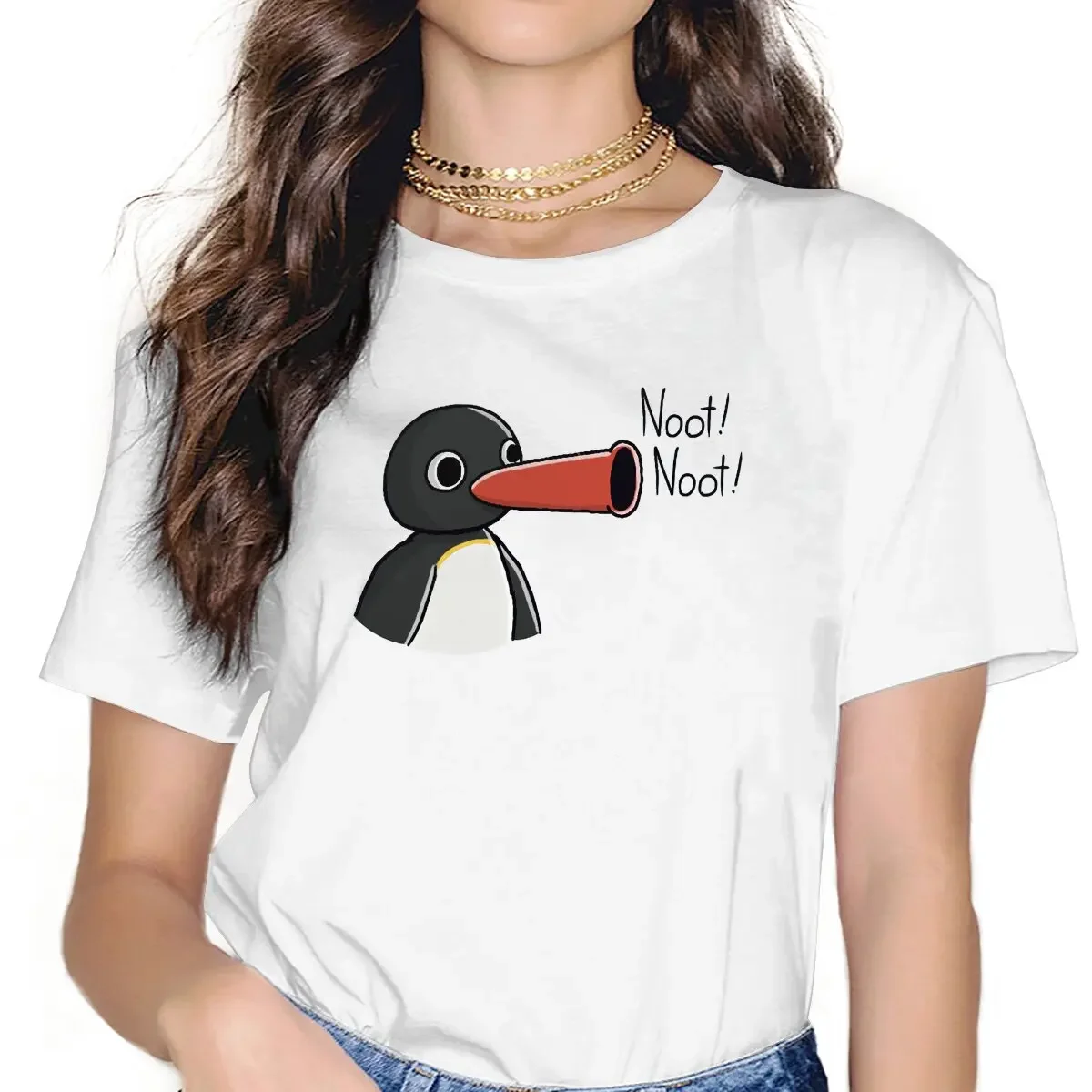 Pingu Penguin Anime Doodle Tshirt Girl Tops Homme Summer Polyester Clothes Femmes Harajuku T Shirt