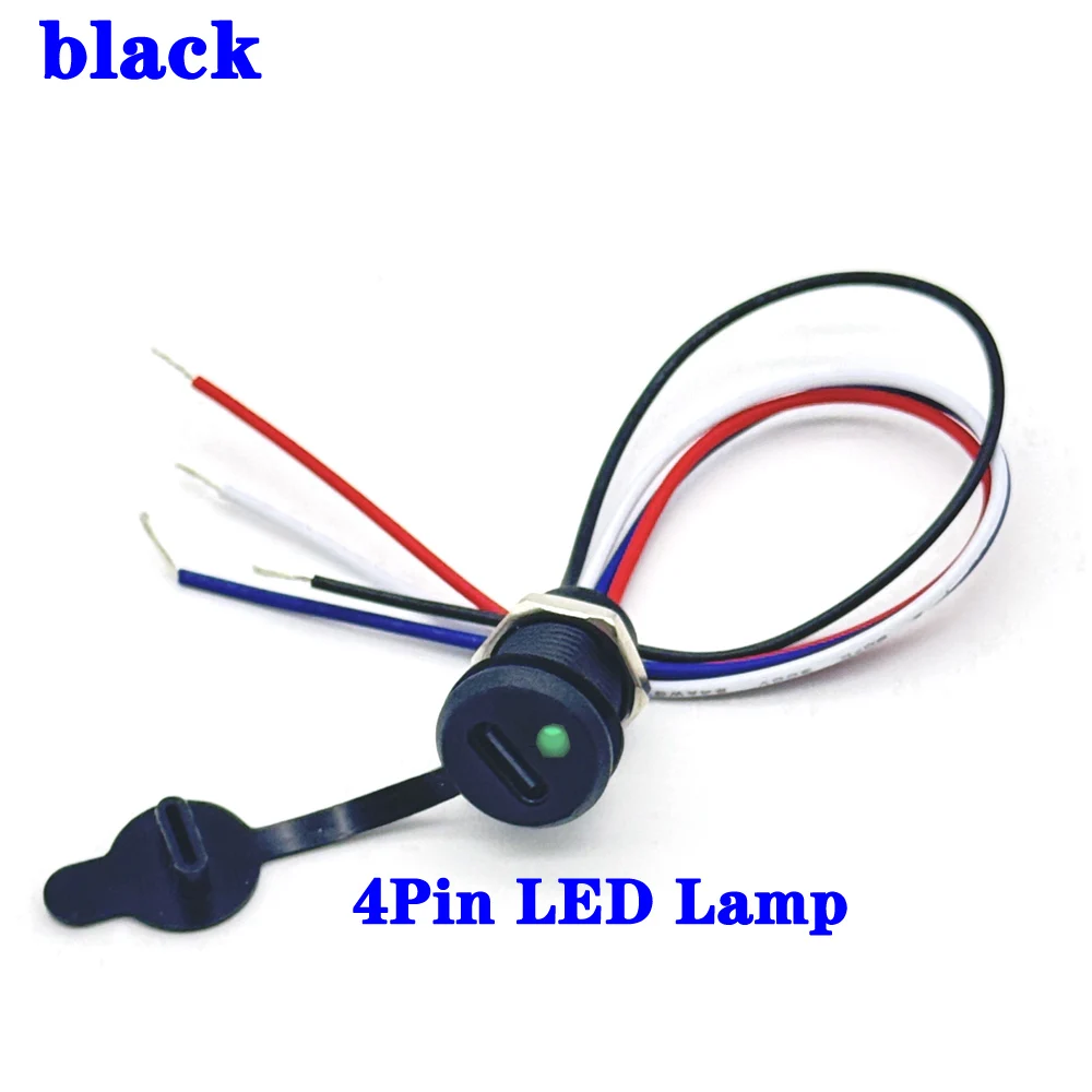 2Pin 4Pin LED Lamp With IC USB C High Current Charging Socket With Nut Snap Lock Plate TYPE-C Female Waterproof Connector Jack