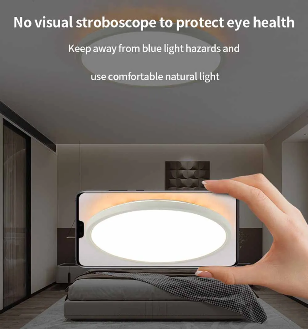 LED Round Ceiling Light Double Sided Lighting with Remote Control Dimmable RGB Backlight for Bedroom Kitchen Living Room Party