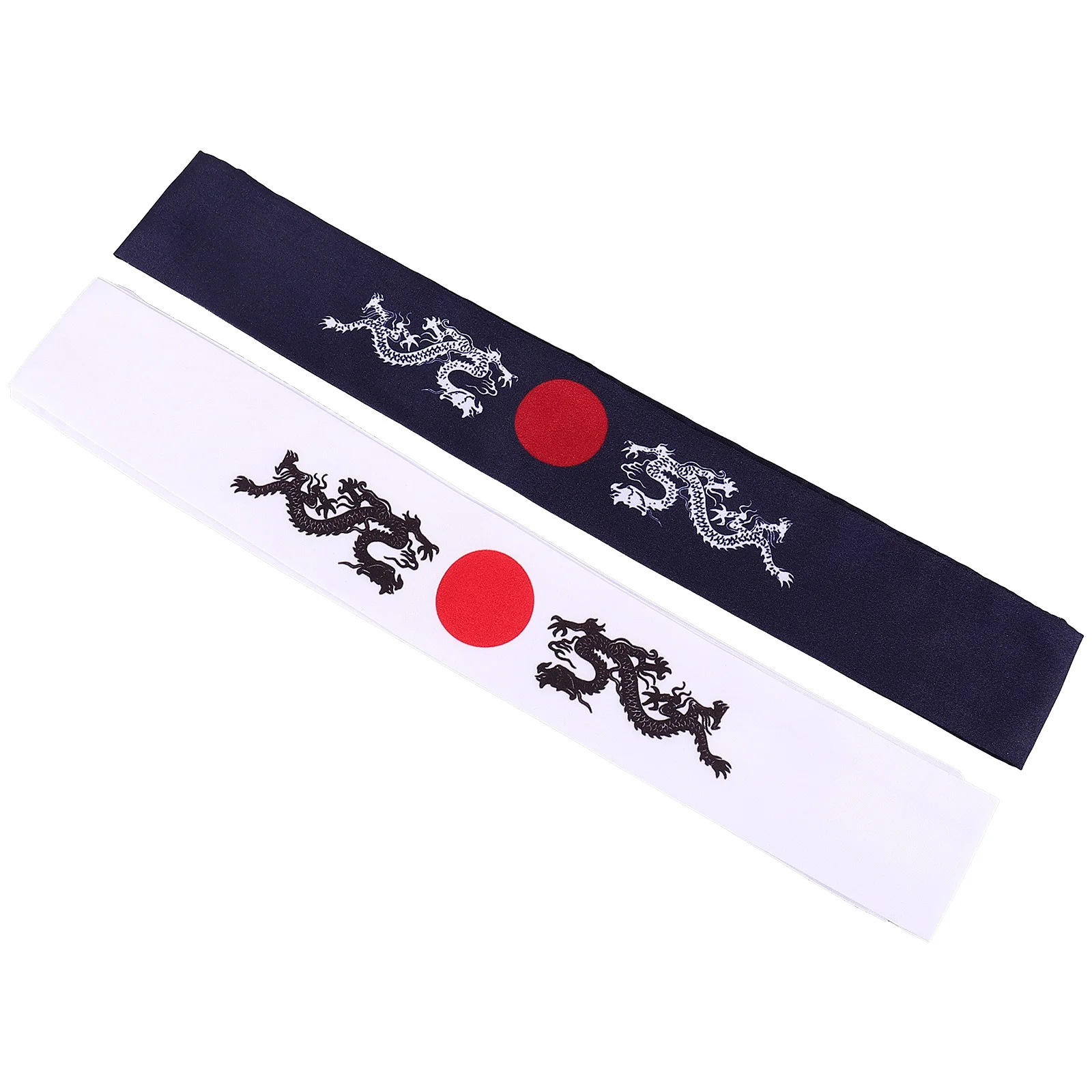 

2pcs Dragon Headscarf Japanese Samurai Headbands White Blue Karate Training Chef Accessory Wide Headbands Women Kids Cosplay