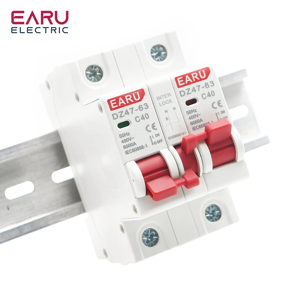 AC MCB Short Circuit Protection Overload Protection Dual Power Manual Conversion Interlock Circuit Breaker Rail Isolation Switch