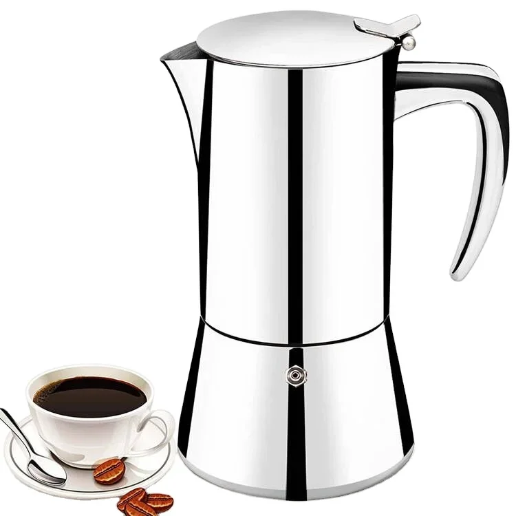 300ml Black Coffee Maker Stovetop Espresso Maker Stainless Steel Moka Pot Induction Moka Pot