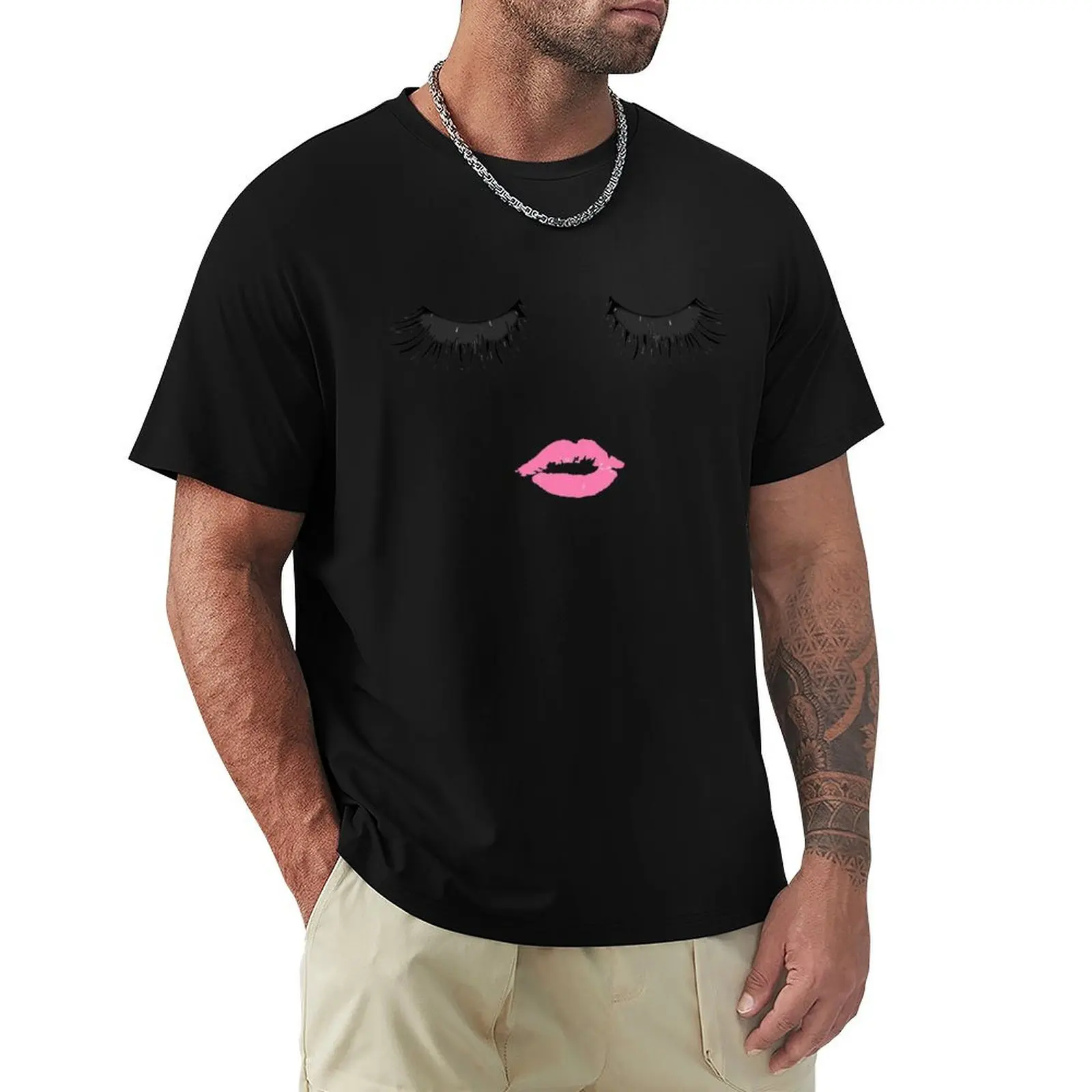 Style Eyelash Tee Lips Lashes T-Shirt baggy shirts vintage clothes shirts graphic tee Short sleeve tee men