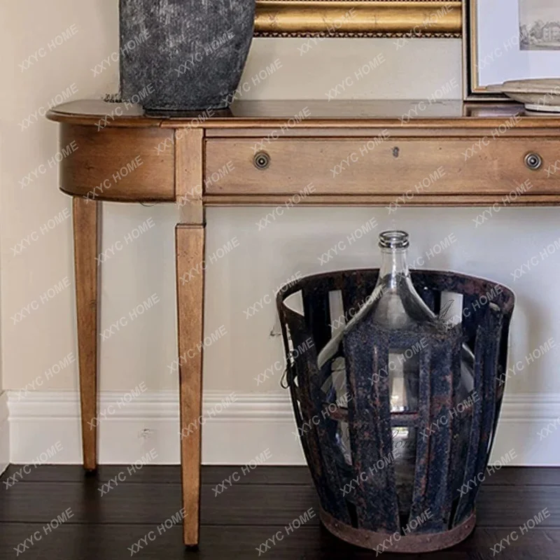 Country Retro Distressed Entryway Cabinet  Living Room Wall Console Table Size