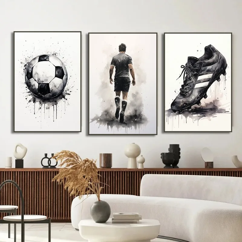 Moda Graffiti scarpe da calcio tela pittura arte Poster moderna Inspirational Wall for Men Boy Bedroom Living Room Home Decor