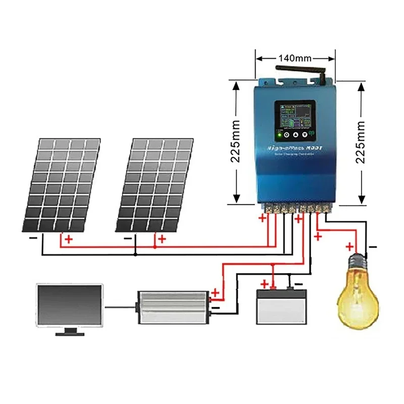 MPPT Solar Charge Controller WiFi Bluetooth APP 12V 24V 48V 60V Auto Solar Panel 60A 40A Lifepo4 Lead Acid Lithium Battery