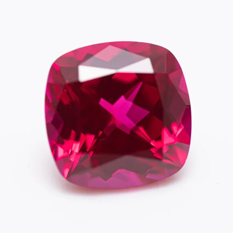 Lab Grown Ruby Red Color Square Cushion Shape Gemstone For Charms Diy Jewelry Making Ring Materials Selectable AGL Certificate