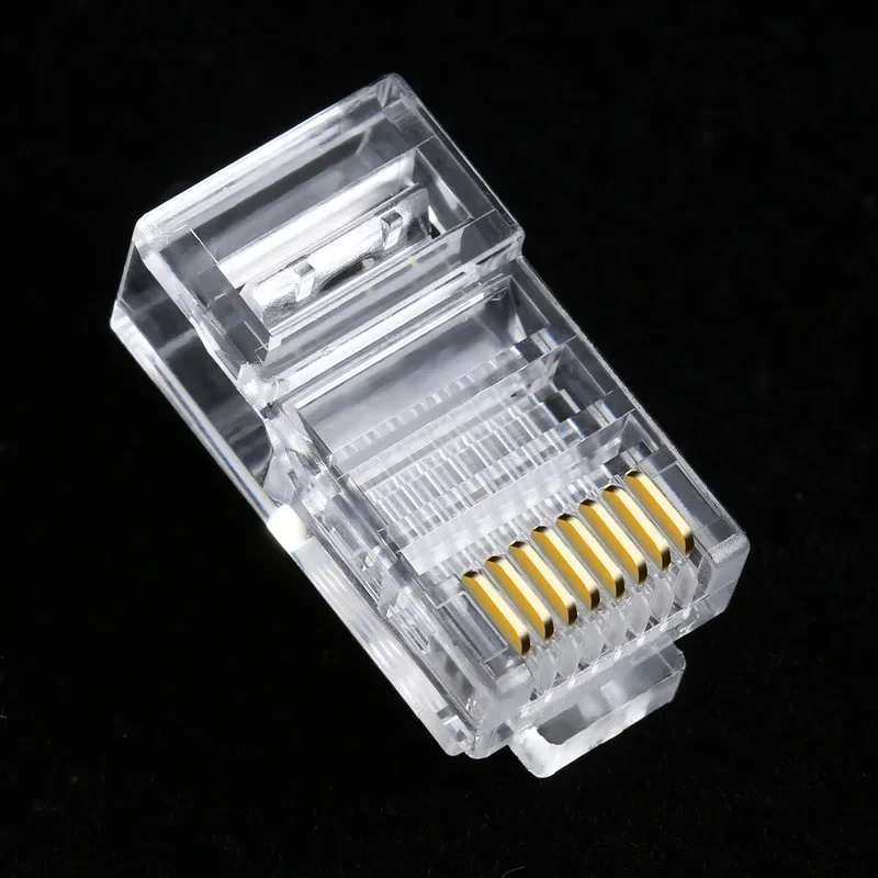 Gold Plated Network Modular Plug Crimper RJ45 Ethernet Cable Head Connector Panel CAT5 LAN Internet Cafes Computers Routers