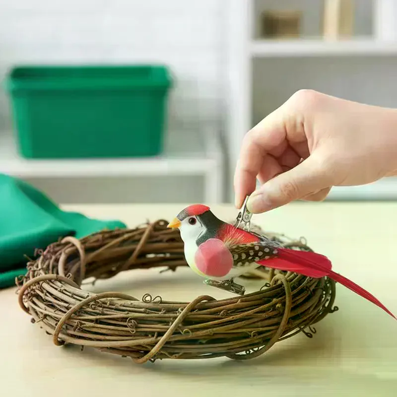 6Pcs Realistic Artificial Feather Birds Vibrant Color Ornaments for Christmas Tree Home Garden Yard Decor