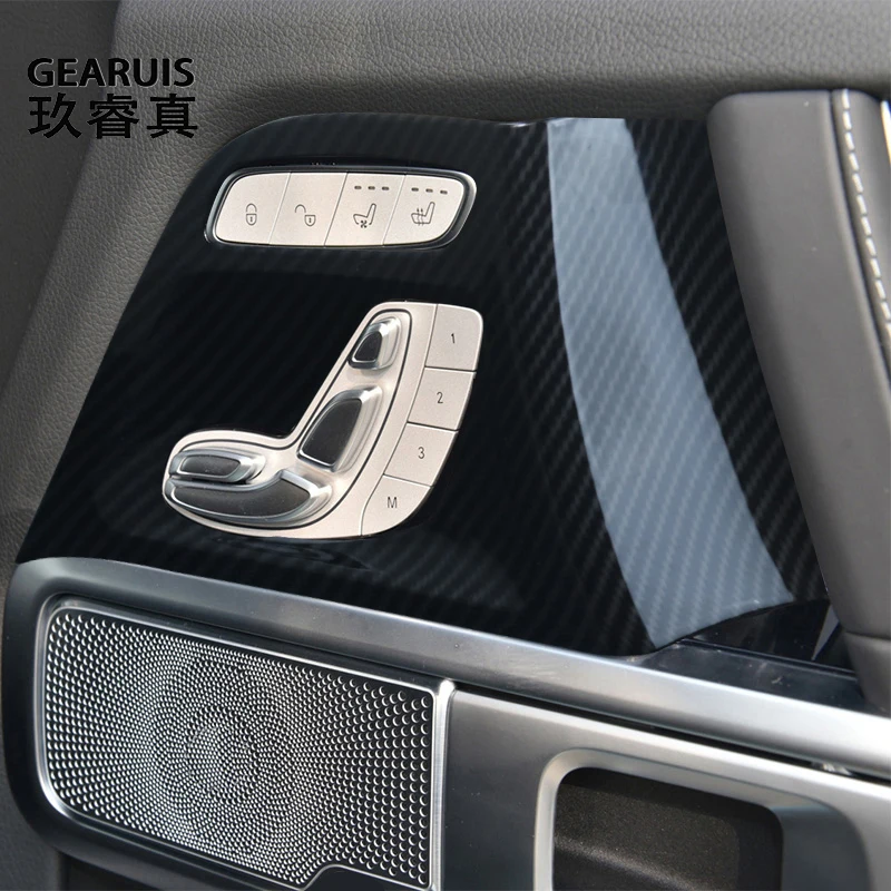 

For Mercedes Benz G Class W463 2019-2023 Carbon Fiber Car Seat Switch Adjustment Protection Cover Sticker Interior Accessories