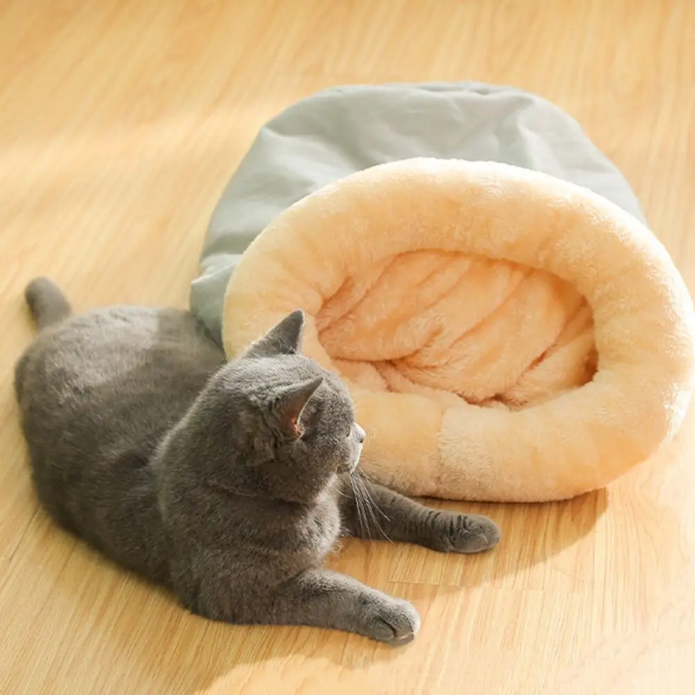 Pet Accessories Warm Cat Sleeping Bag Semi Enclosed Comfortable Tunnel Cat Nest Soft Washable Cat Bed House For Cats Puppy