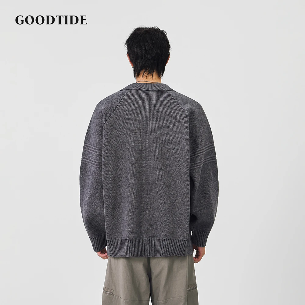 Fashion Men's Casual Polo Collar Cardigan 2025 Winter New Knitted Jacket Button Front Comfortable Soft Long Sleeve Outerwear Top