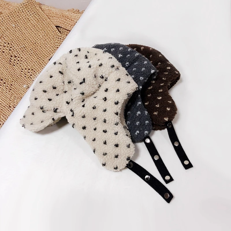 Korean Fashion Love Printed Plush Pilot Caps Women Autumn and Winter Travel Warm Versatile Ear Protection Bomber Hats for Men