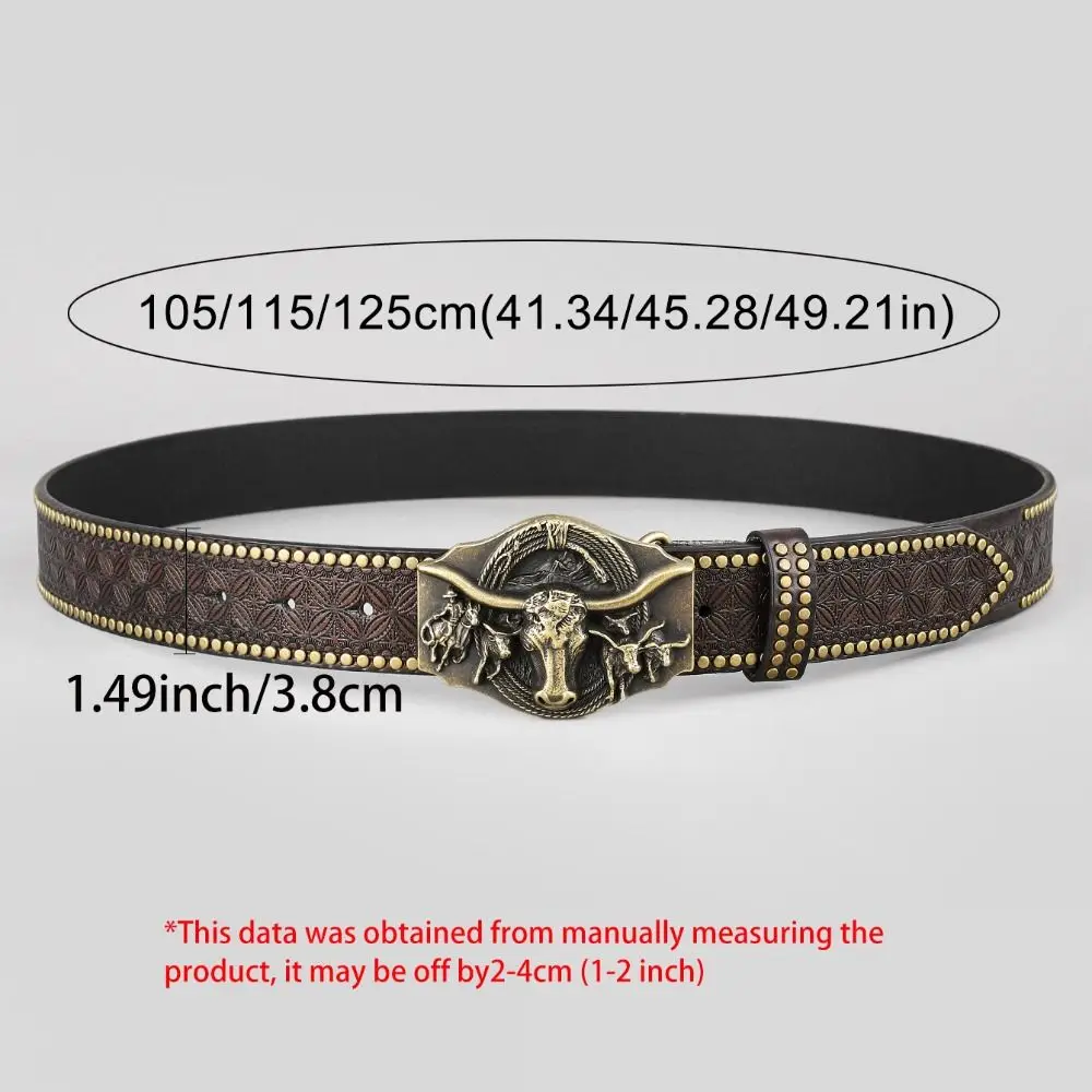 Modischer Western Cowboy Herren PU-Ledergürtel Luxuriöses Design Trendige Marke Business Casual Gürtel für Jeans und Hosen – Detail 1