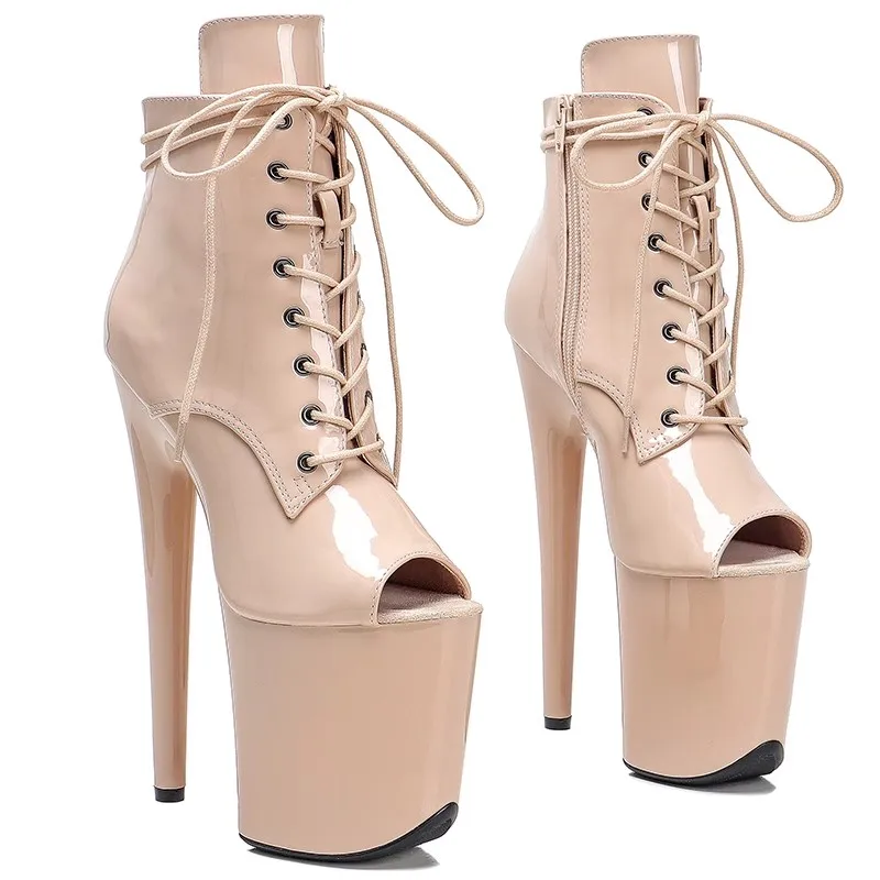 

New 20CM/8inches PU Upper Modern Sexy Nightclub Pole Dance Shoes High Heel Platform Women's Ankle Boots 094