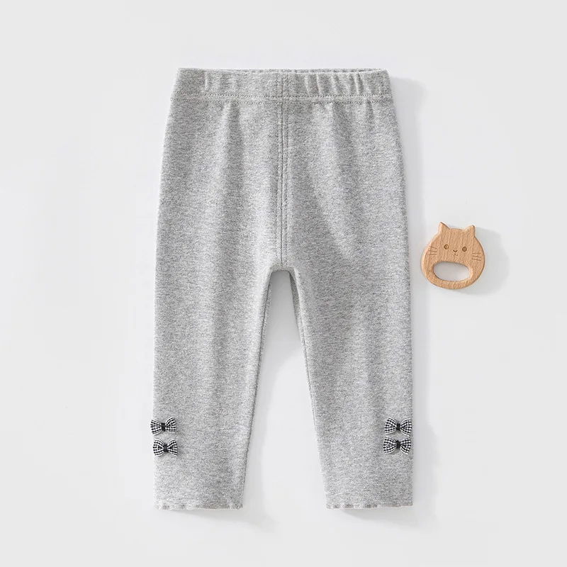 SOUENIE Skin Friendly Kids Casual Leggings, Autumn New Bow Decor Pants, Daily Outer Wear Trousers For Baby Girls