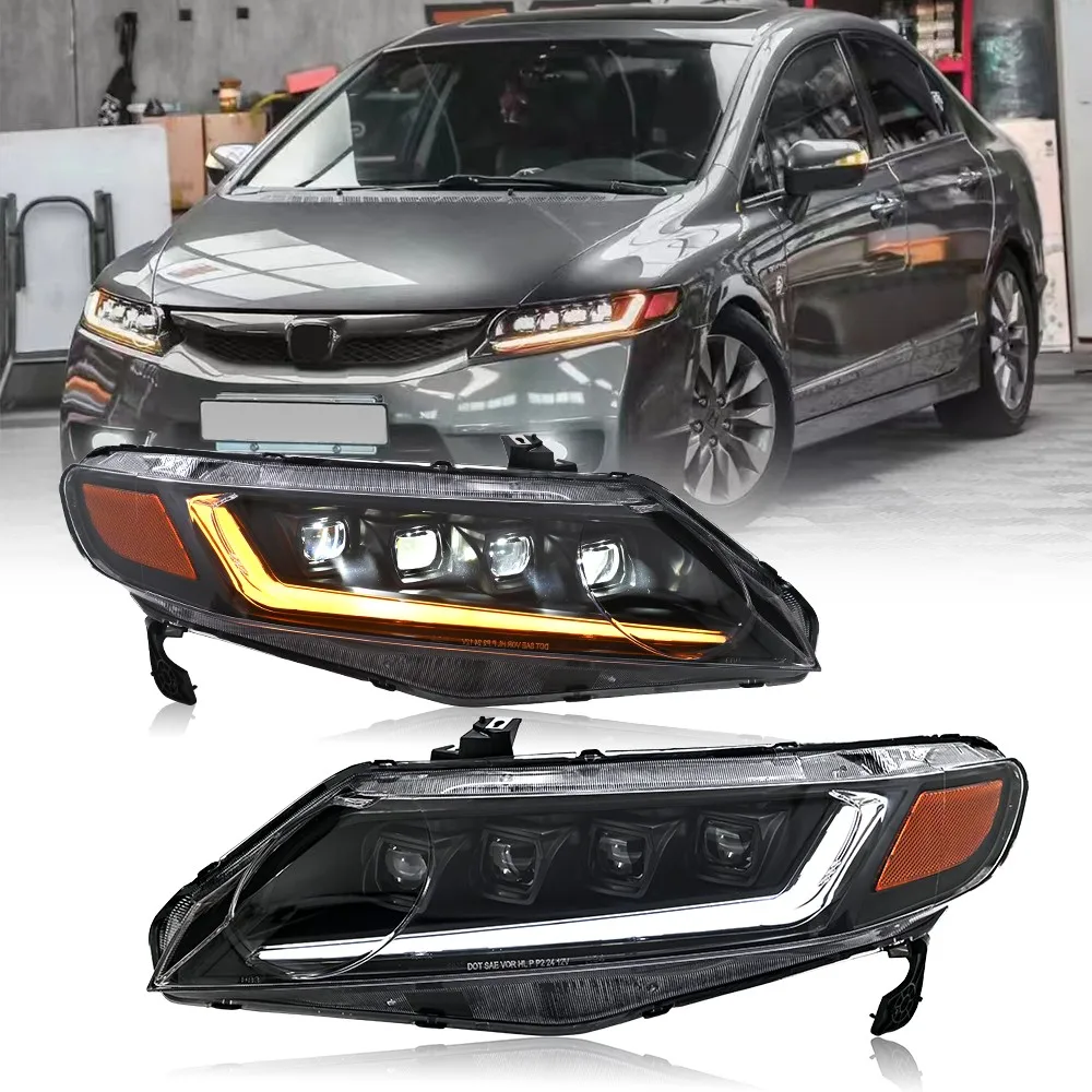 

Triple Beam Full LED Headlights Assembly For Honda Civic 2006-2011 Front Lamp Assembly