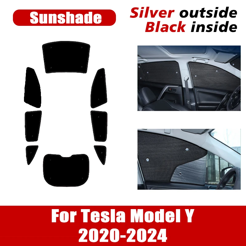 

Sunshades For Tesla Model Y 2020-2024 2021 2022 2023 Sunshade Sun Auto Anti-UV Window Visor Summer Windshield Car Accessories