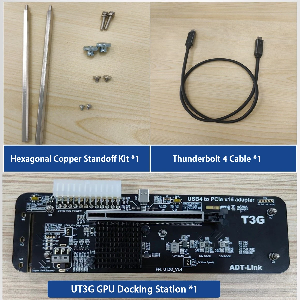 محطة إرساء خارجية للكمبيوتر المحمول UT3G USB4 PCIe4.0x4 متوافقة مع Thunderbolt 3/4، نقل عالي السرعة بسرعة 40 جيجابت في الثانية، كابل