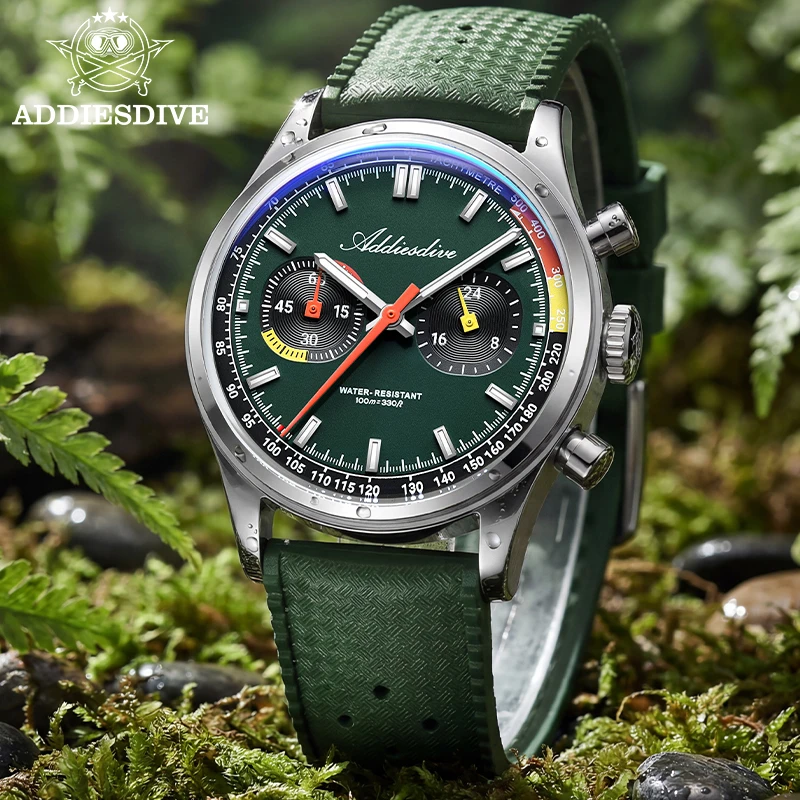 

Часы ADDIESDIVE 38 мм, мужские наручные часы с хронографом, K1, куполообразное стекло, 3D текстурированный циферблат, модные персонализированные часы, водонепроницаемые до 100 м, светящиеся