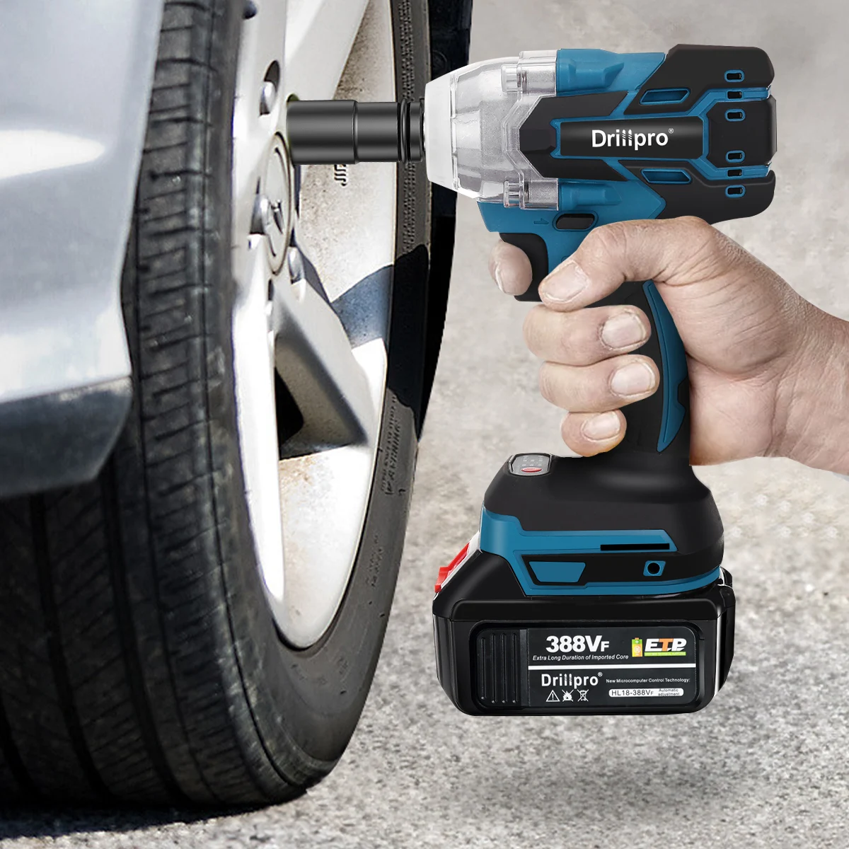 

Drillpro 520N.M 1/2" Brushless Electric Impact Wrench Variable Speed Cordless 1300mah Wrench Screwdriver Tools for 18V Battery