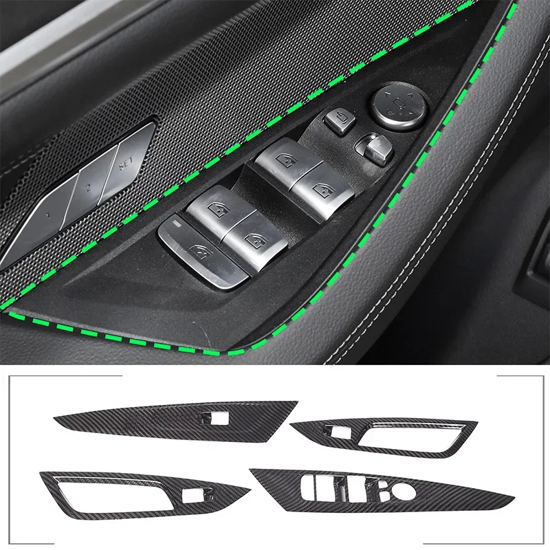 

real carbon fiber For BMW 4 Series coupe G22 2020-2024 Car Interior Door Armrest panel Window Glass Lift Button switch Frame