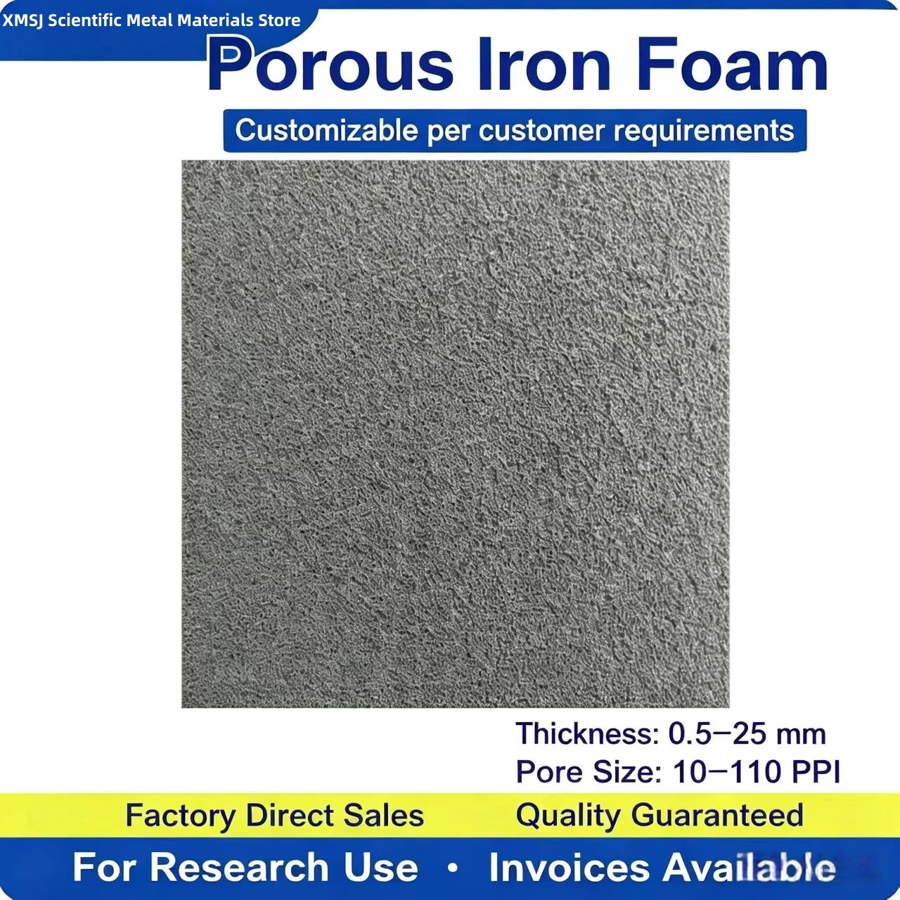 Foam Iron Porous Foam Metal High-Purity Foam Iron Experimental Materials