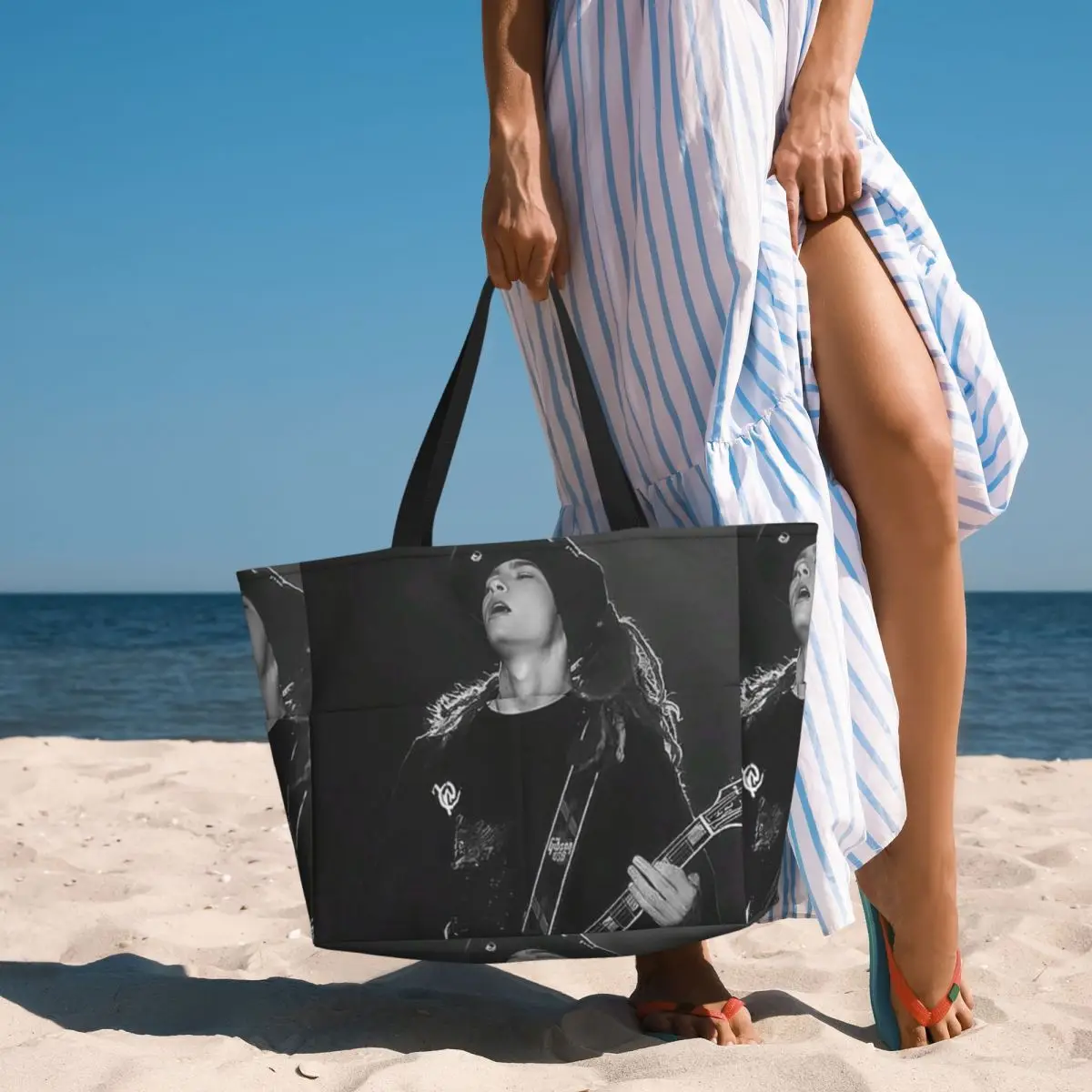 

Tokio Hotel Tom Kaulitz Music Band Пляжная сумка-тоут Спортивная сумка для спортзала и йоги Большая сумка-тоут Женская дорожная сумка Сумка для фитнеса