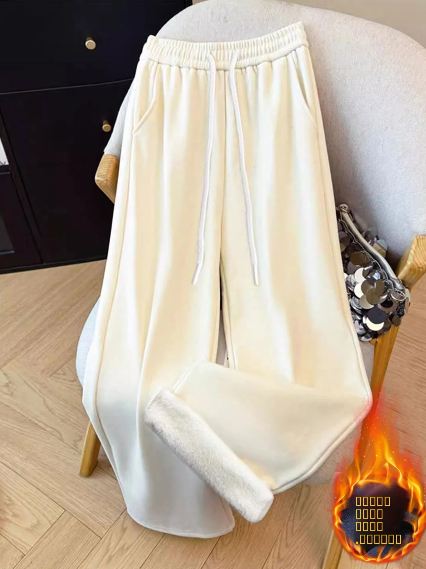 

Утепленные брюки из овечьего вельвета для женщин: повседневные, с высокой талией, широкими штанинами, на флисовой подкладке, свободного кроя, прямые