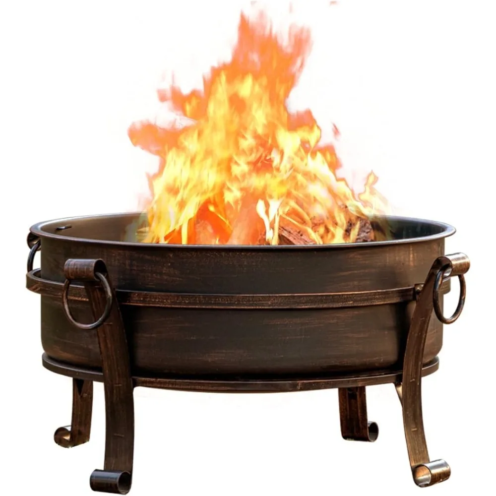 

36 Inch Fire Pit with Grill & Lid, Fireplace & Round Table & BBQ 3 in 1 Fire Pit,Heavy Duty Wood Burning Fire Pits for Outside w