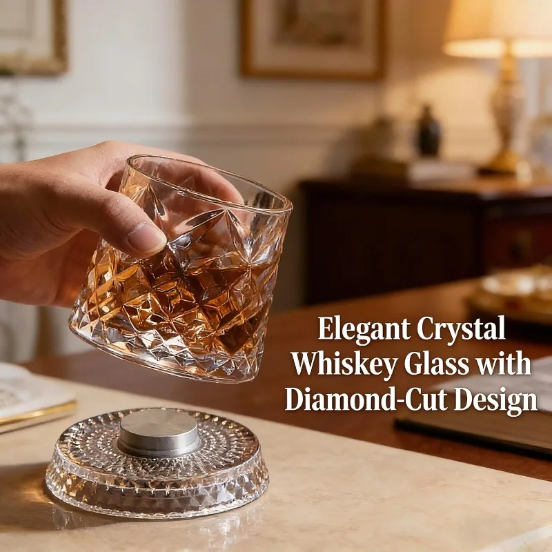 260ml Whiskey Glass The Crystal Rotates 360° White Wine and Cocktail Drinks Bar Party Cool Bar Accessories Unique Gift