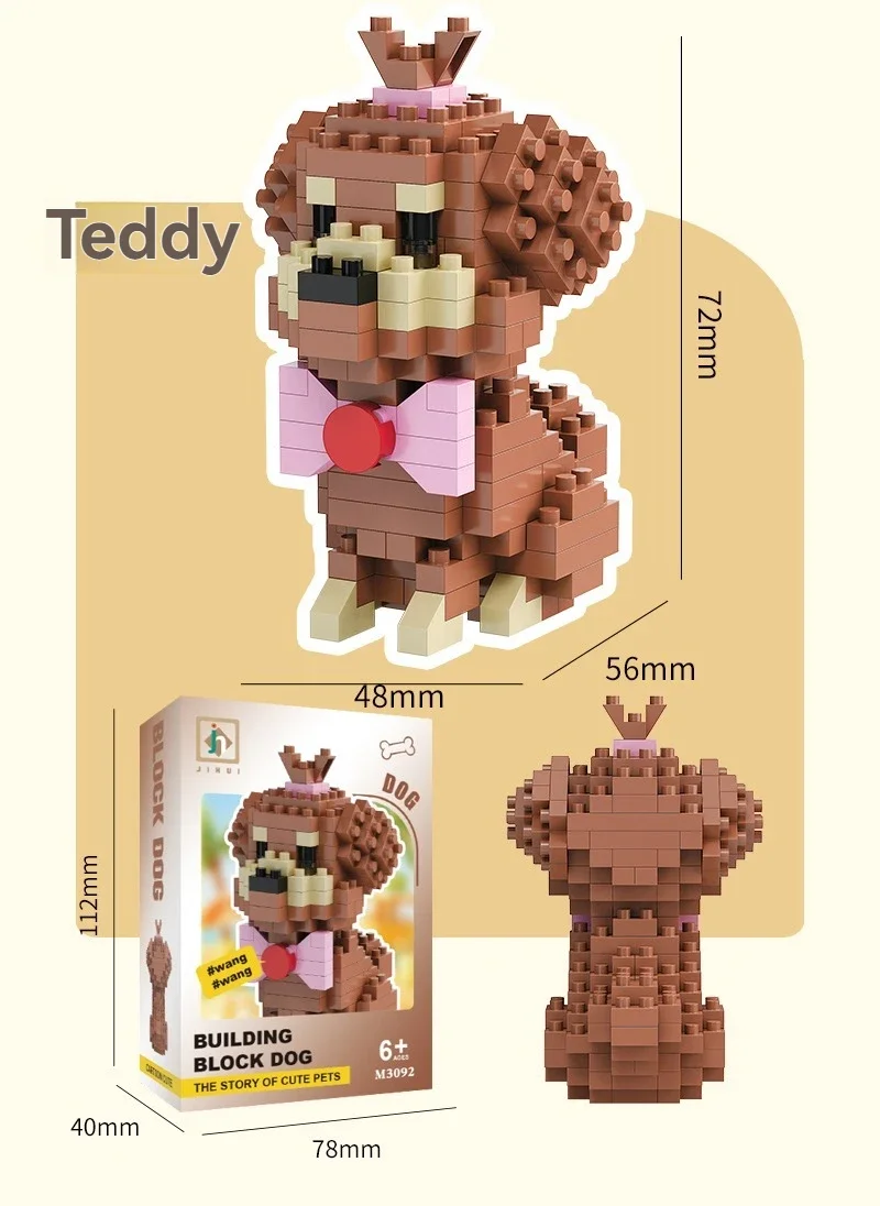 DIY Kreative Micro Bausteine Set Hunde Cartoon Charakter Modelle DIY Pädagogisches Spielzeug Für Kinder Geburtstag Geschenk – Detail 11