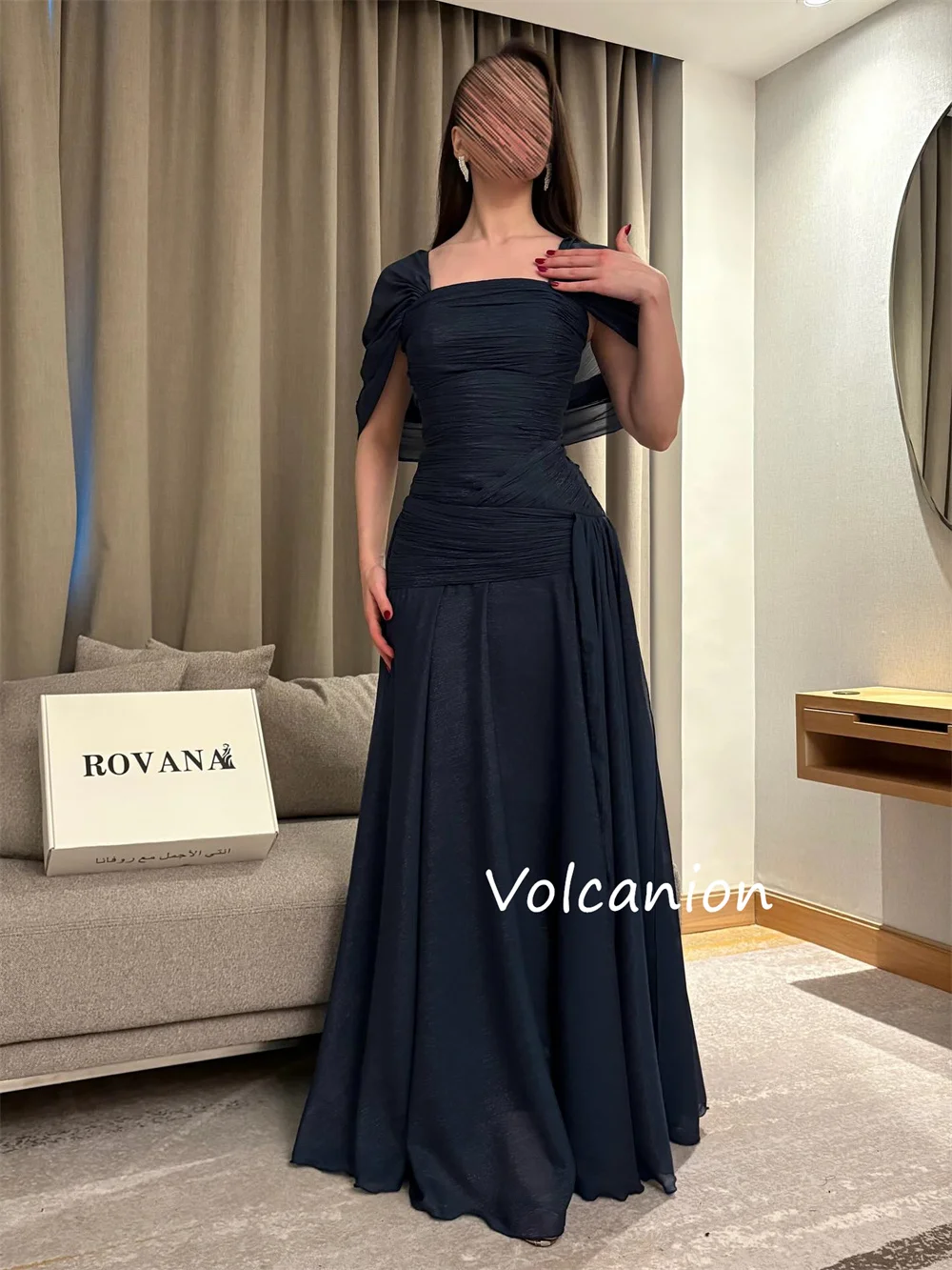 Customized Matching Chiffon Pleat A-line Off-the-shoulder Long Dresses Bespoke Occasion Celebrity High Quality