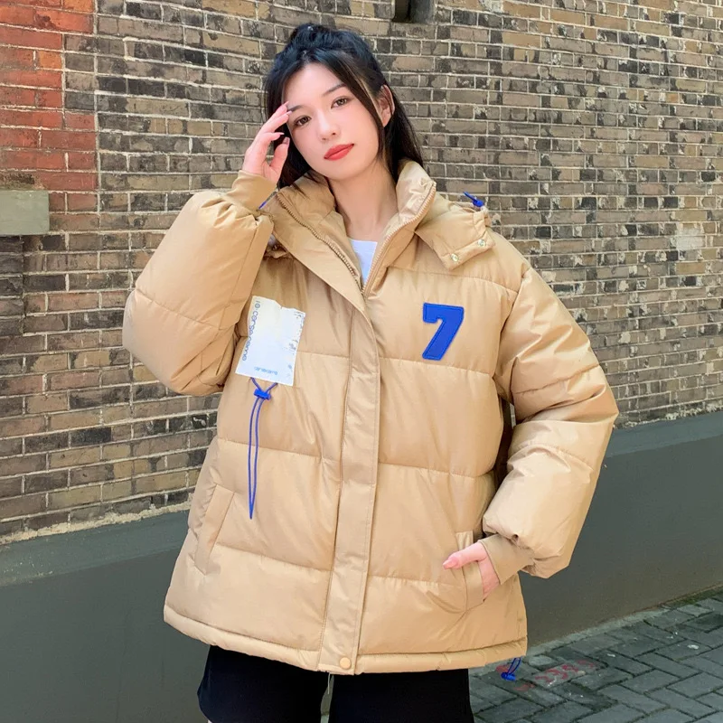 Korea Hooded Down Cotton Jackets Coats Winter Embroidery Loose Abrigos Casual Warm Chaquetas Snow Wear Fashion New Women Casaco