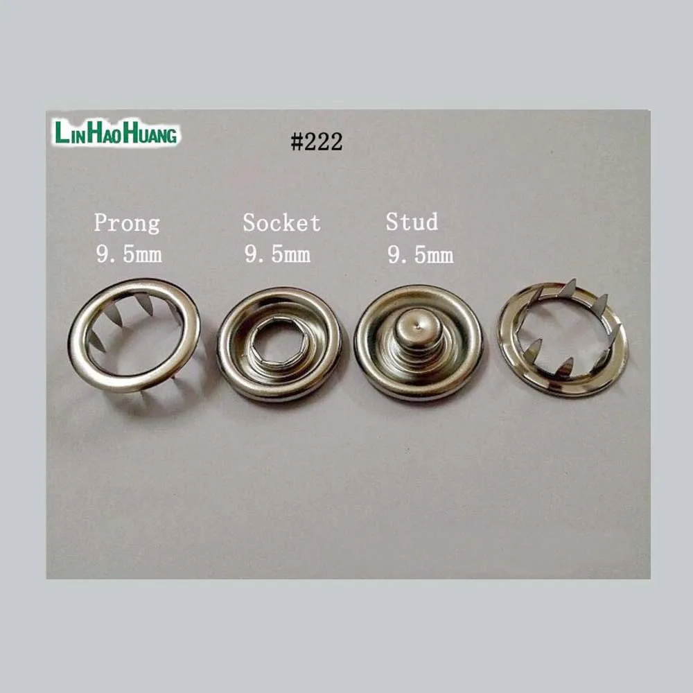 100sets/lot metal brass prong snap buttons 4 part ring buttons fastener high quality 7/9.5/10mm silver nickle