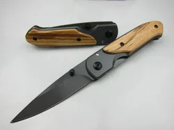 BM DA44 Survival Pocket Folding Knife Wood Handle Titanium Finish Blade Tactical Knifes EDC Pockets Knives Outdoor Camping Knife