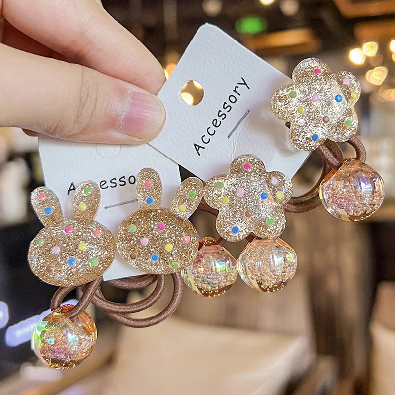 

Золотистые блестящие резинки для волос в горошек для девочек, корейский стиль, высокоэластичные держатели для хвостиков, милые детские аксессуары для волос