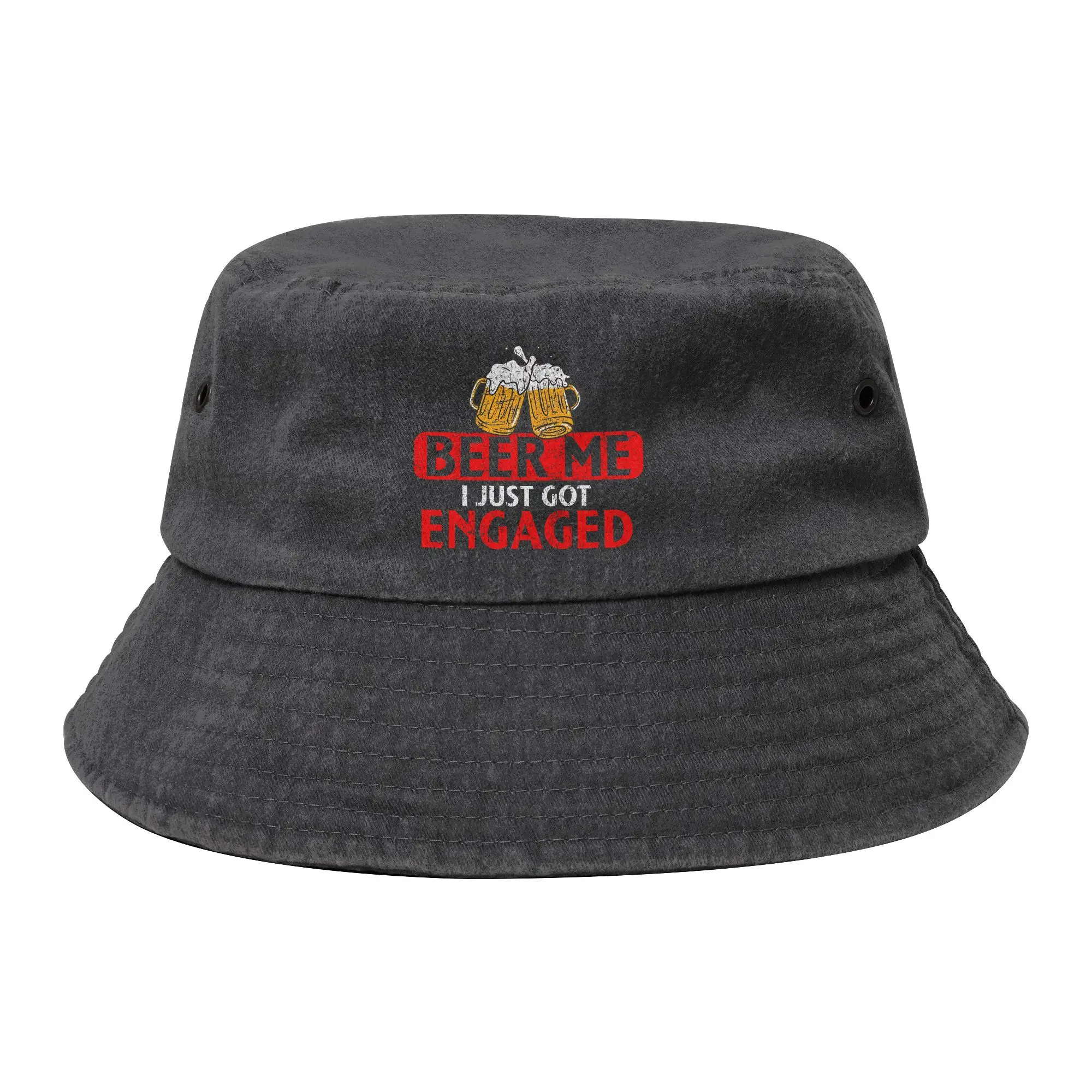 Spring Headwear Beer Me I Just Got Engaged Accessories Bucket Hat Unisex Distressed Washed Sun Hat Fishing Hats Outdoor