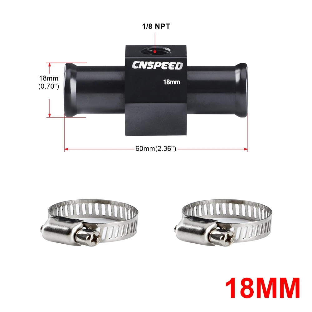 Black Coolant Hose Connection Temp Radiator Hose Adapter 1/8Npt Temperature 18mm 20mm 22mm 24mm Water Temp Joint Pipe Sensor