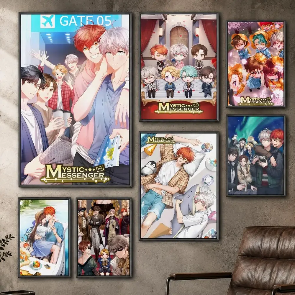 Game Mystic Messenger Otome Dating Sim Poster  PP Self Adhesive Home Garage Dorm Bar Wall Decor Aesthetic Retro Gift