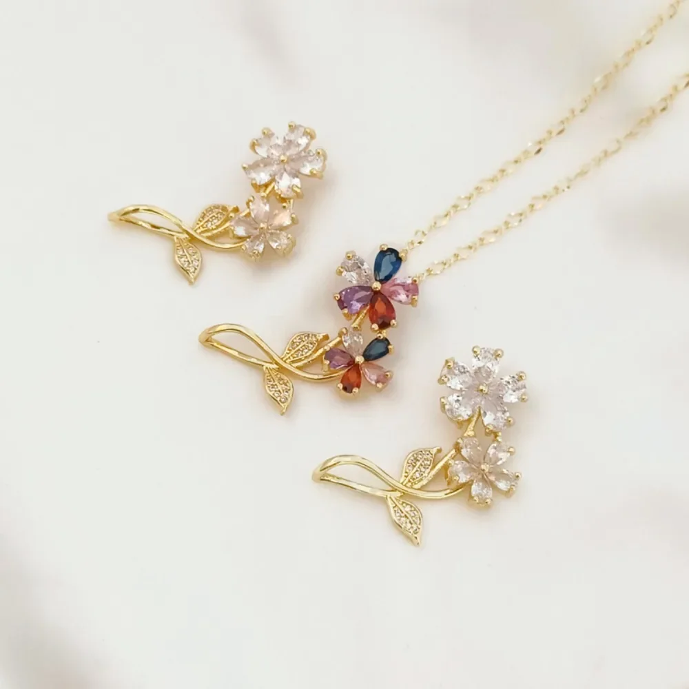 

18-каратное позолоченное и кристалл циркона, пятилистный цветочный кулон, букет цветов, подвеска-браслет «сделай сам», аксессуар для подвески