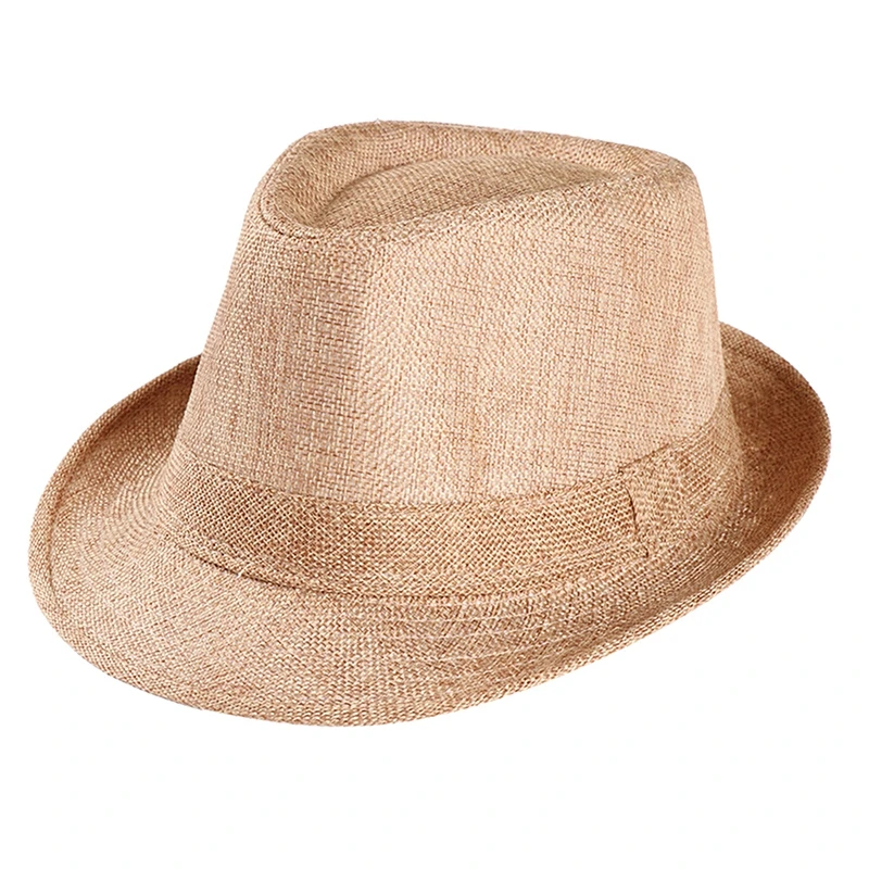 Fashion Jazz Hat for Women Men Panama Cap Fedora Top Sun Caps Faux Linen Hat Beach Hat Breathable Casual Bowler Hats