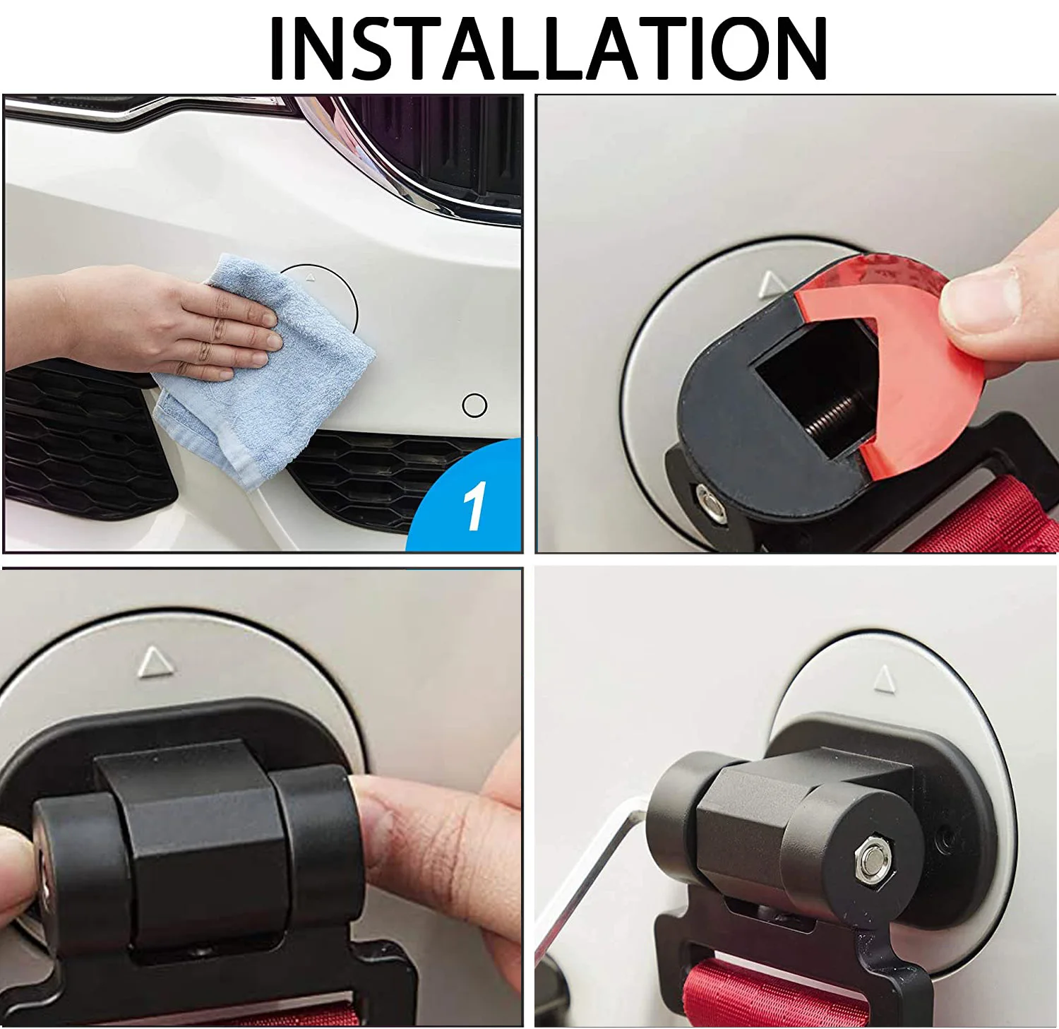 2 Designs Car Styling Trailer Hooks Sticker Decoration Car Auto Rear Front Trailer Simulation Racing Ring Vehicle Towing Hook