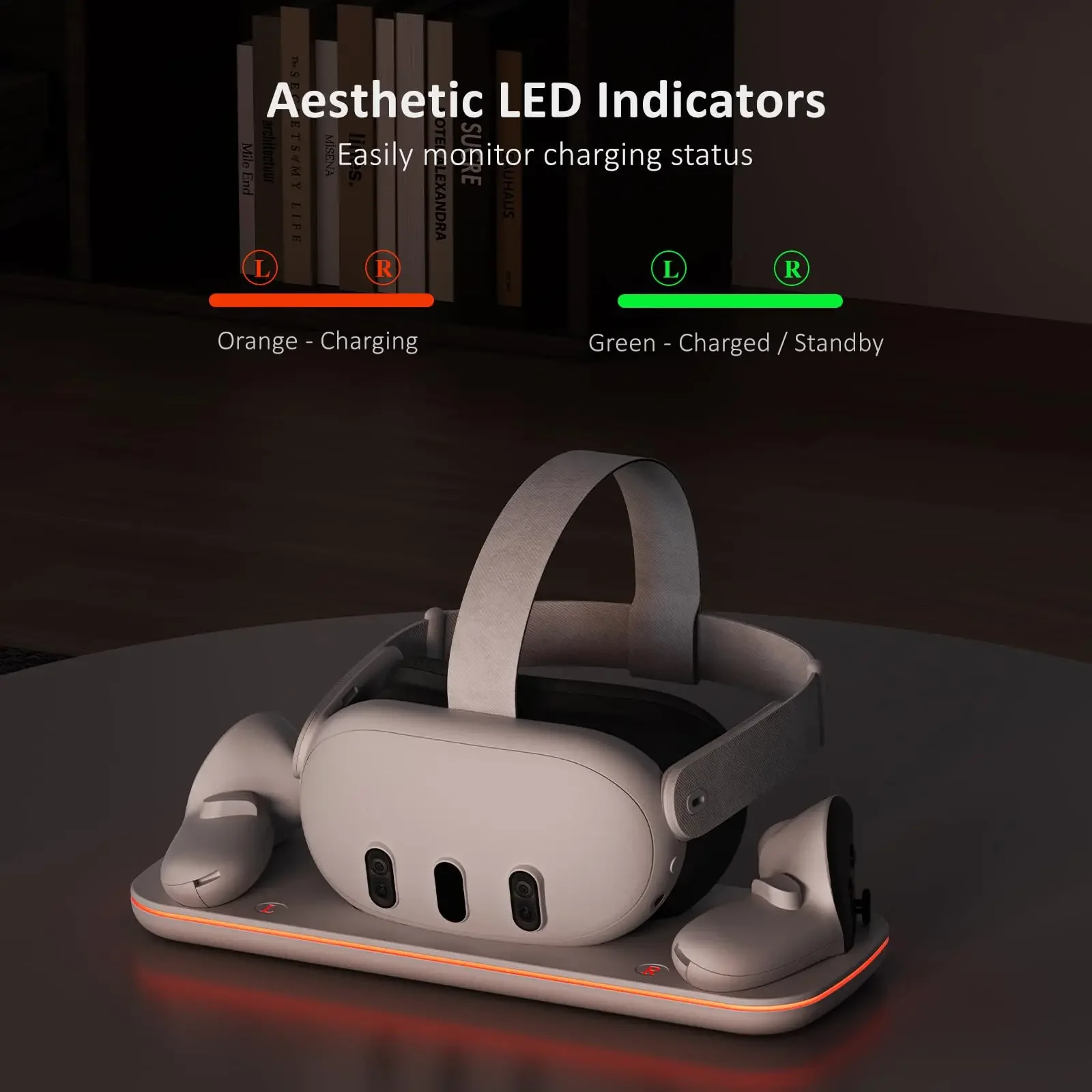 Charging Dock for Meta Quest 3 VR Charging Station with LED Light for Oculus Quest 3 Charger Display Stand with 2 Batteries