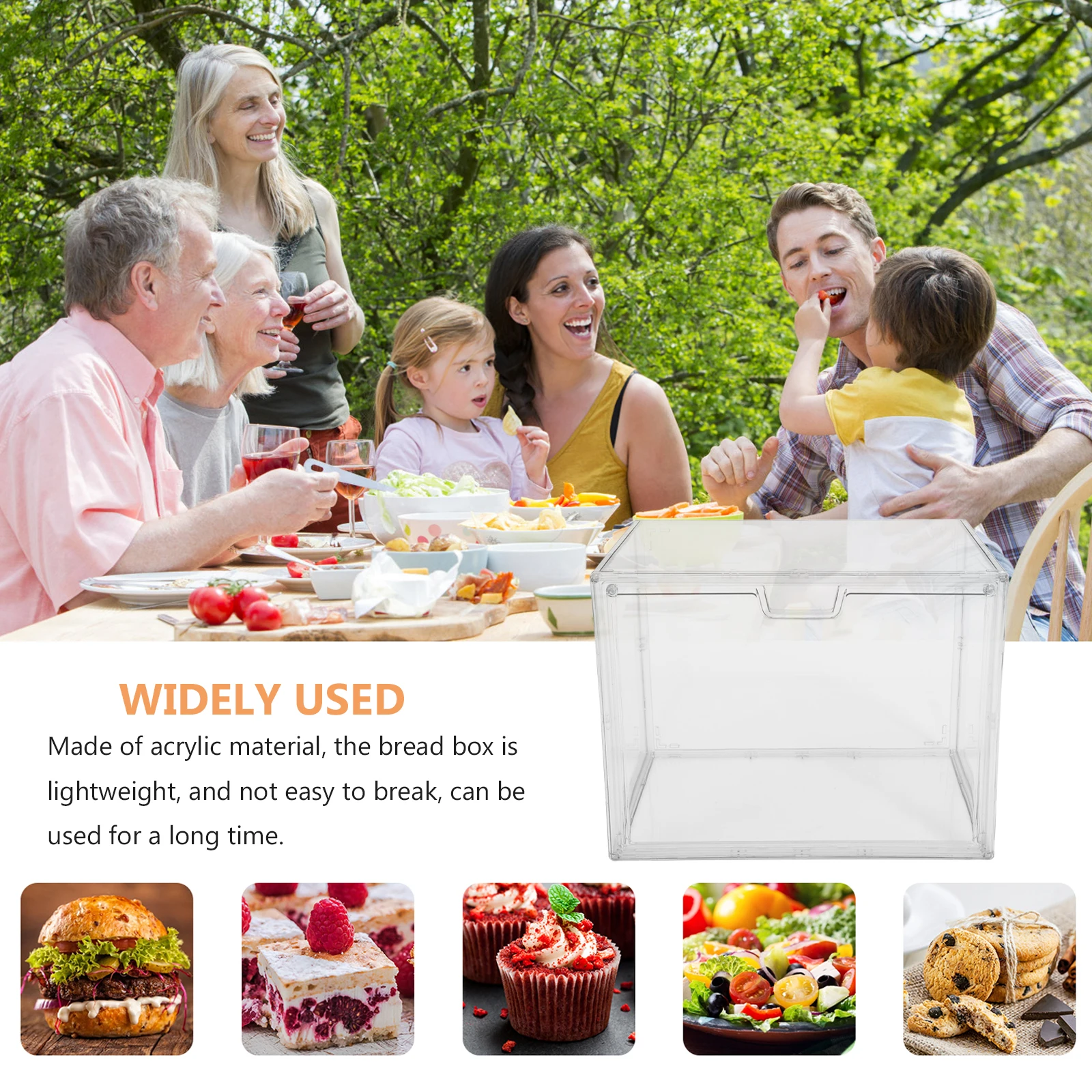 

Transparent Bread Box Acrylic Kitchen Counter Storage Container Shop Display Lightweight Bread Holder Organizer Bin