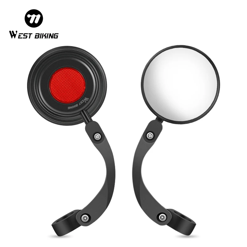 WEST BIKING Reflective HD Convex Bicycle Mirror 360 Adjustable Bike Handlebar Rearview Mirror Wide Angle View Bike Accessories