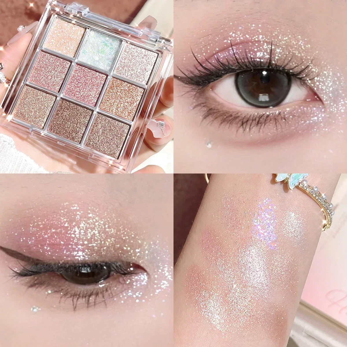9-Color Eyeshadow Disc, Super Flash, Fine Flash, Pearlescent Glitter, Highlight, Brighten Face Makeup Makeup Eyeshadow Palette image 3