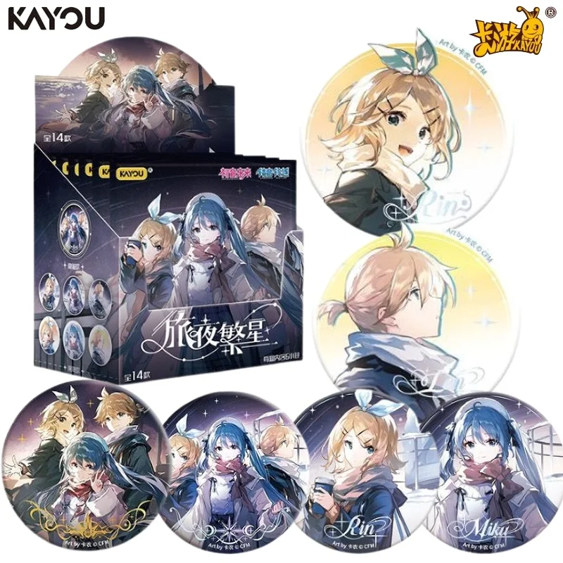 KAYOU Hatsune Miku Starry Night Journey Tin Badge Blind Box Vocaloid Character Round Lapel Pin Badge for Anime Fan Collection