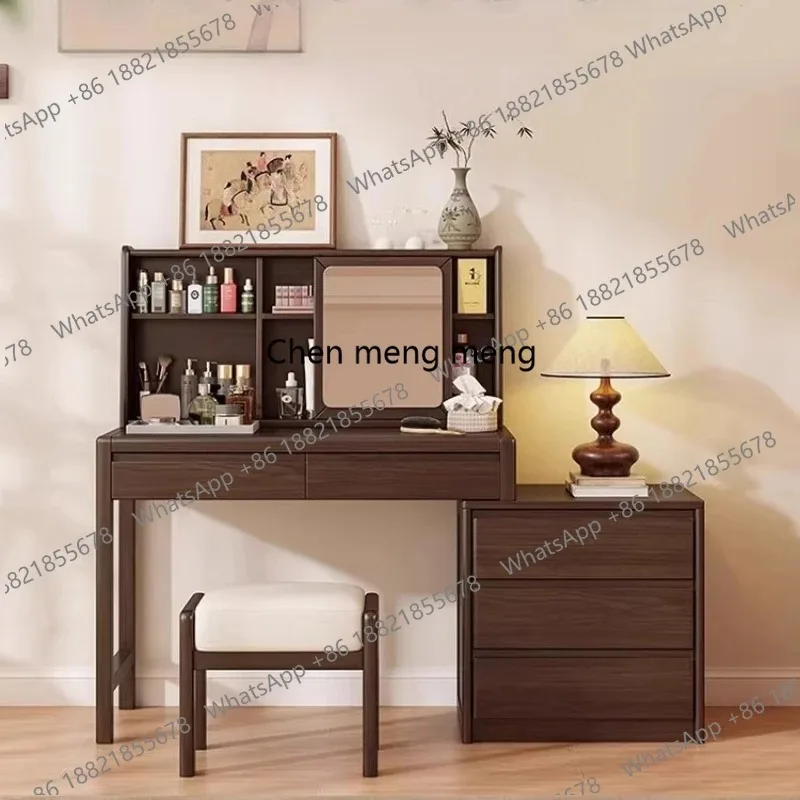 

E136 Винтажный туалетный столик-органайзер в деревенском стиле с табуретом, из массива дерева, дизайнерский, очаровательный, мебель для спальни